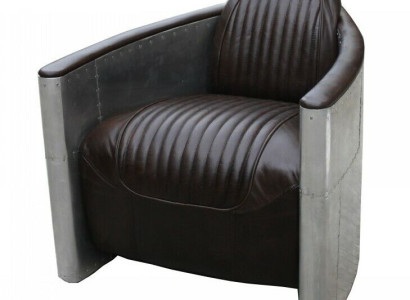 Aviator Sofa Armchair Couch club Lounge Aluminum Airplane Retro Genuine leather Vintage